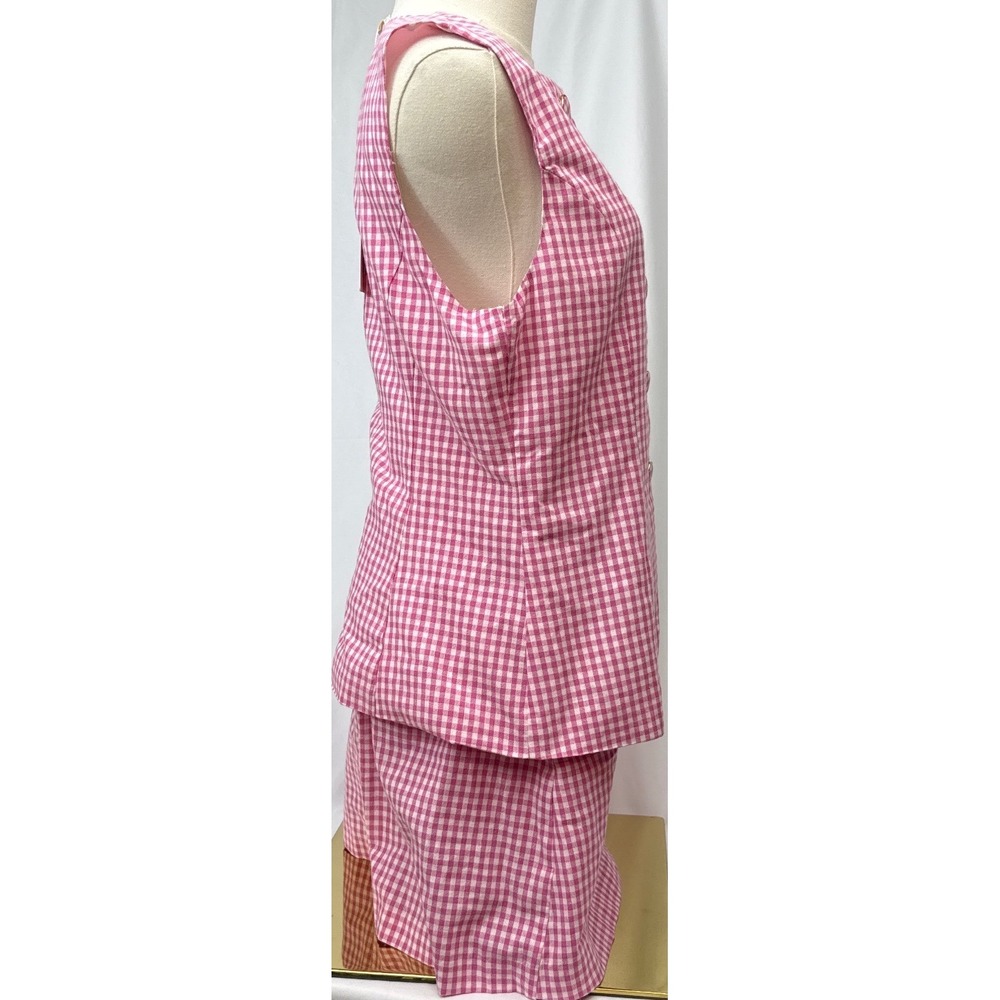 Entro Linda Sadie Gingham Romper NWT Medium‎ Pink Faux 2 Piece Flaw R30192 - Picture 2 of 9